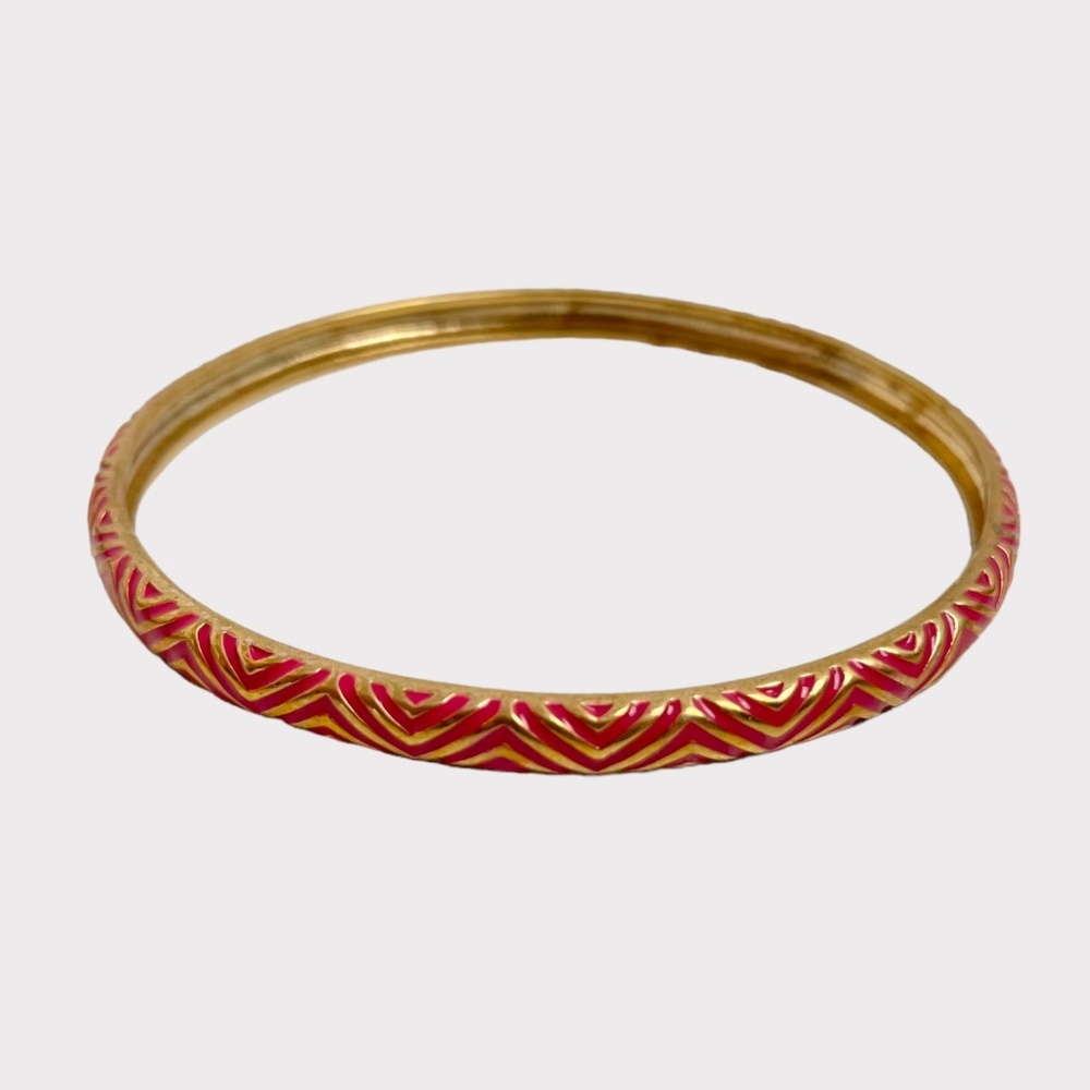 J Crew Pink Gold Chevron Thin Bangle Bracelet